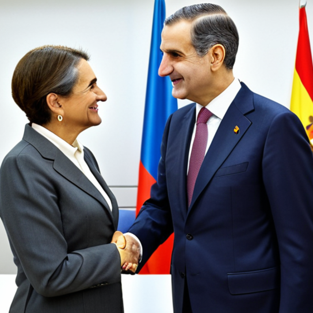 **

"King Felipe VI of Spain, fully clothed in a professional business suit, standing in a modern office shaking hands with a foreign diplomat. Background includes flags of different nations. Professional environment, appropriate attire, safe for work, perfect anatomy, natural proportions, high quality, well-formed hands, proper finger count, natural pose, professional."

**